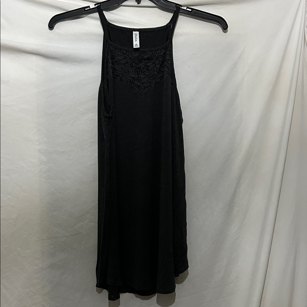 Zenana Outfitters Charcoal Lace Accent Top